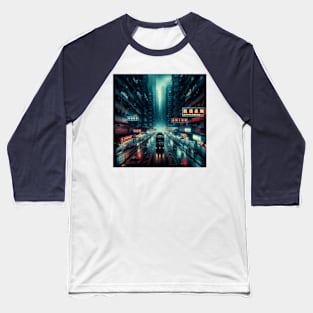 Cyberpunk City Baseball T-Shirt